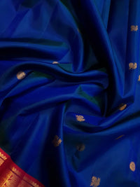 2G Pure Korvai  Kanjivaram Silk Saree in Royal Blue with Rich Red & Pink Zari Border and Traditional Peacock Weave | Silkmark Certified