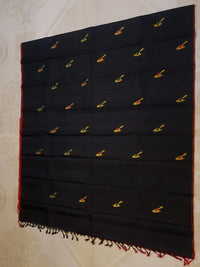 2G Pure  Kanjivaram Silk Saree in Black with Multicolour Bird Butta & Red Border | Silkmark Certified