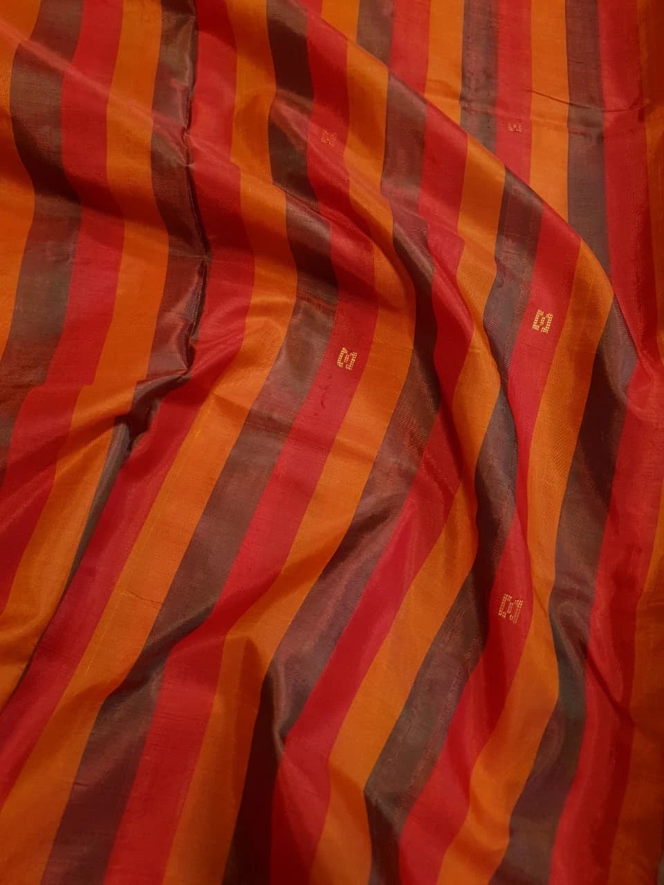 Banana Pith Handloom Silk Saree - Red Stripes