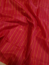 Banana Pith Handloom Silk Saree - Red Stripes