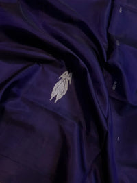 Banana Pith Handloom Silk Saree - Navy Blue