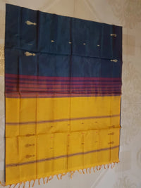 Banana Pith Handloom Silk Saree - Blue