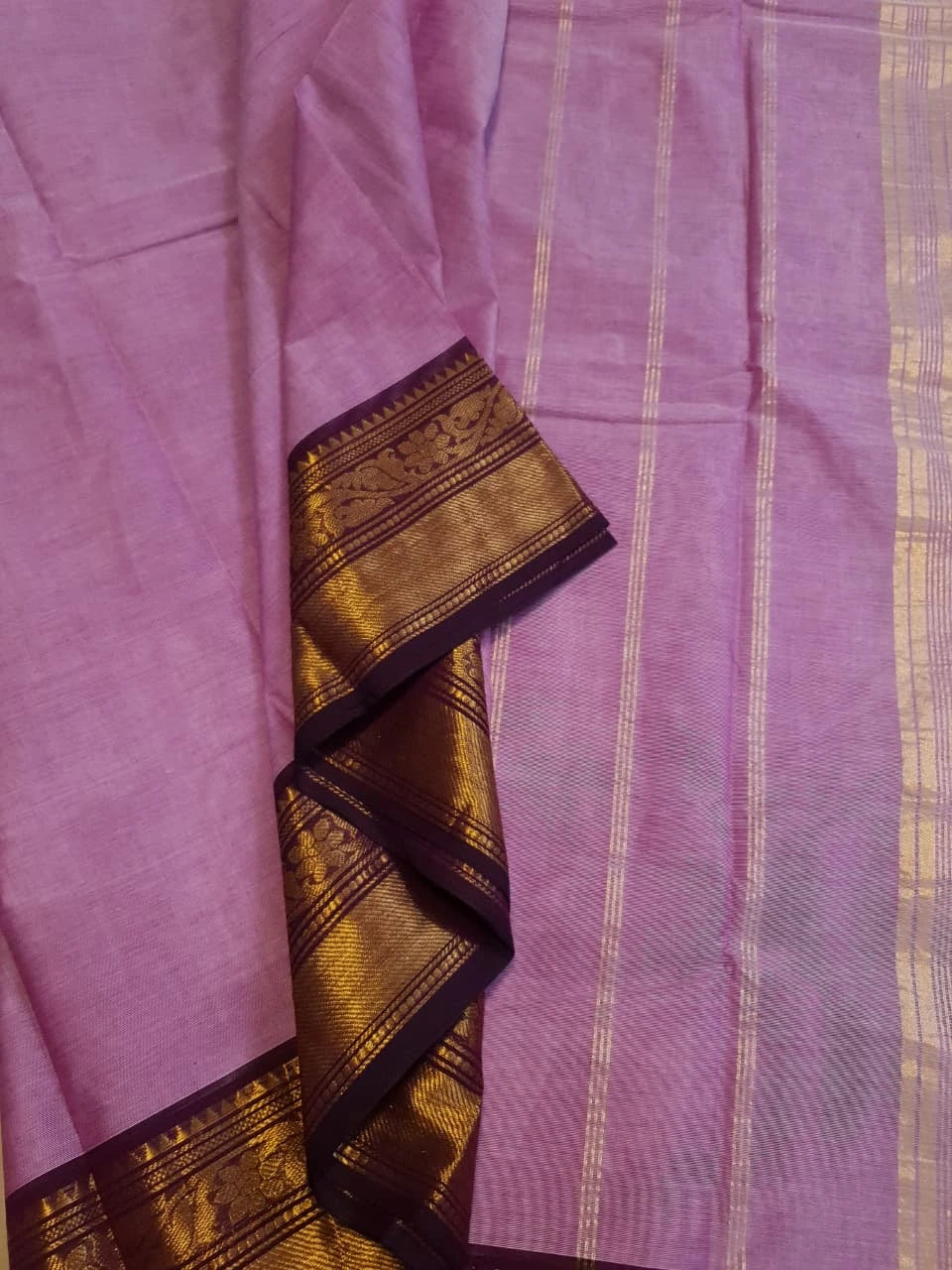 Pure Kanchi Cotton Saree - Lavender