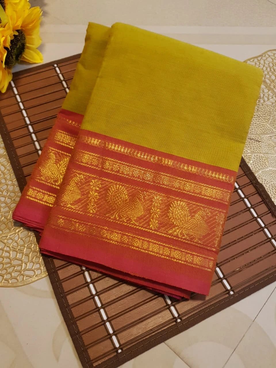 Pure Kanchi Cotton Saree - Green