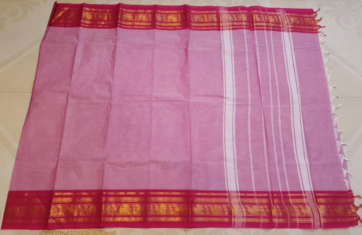 Pure Kanchi Cotton Saree - Pink