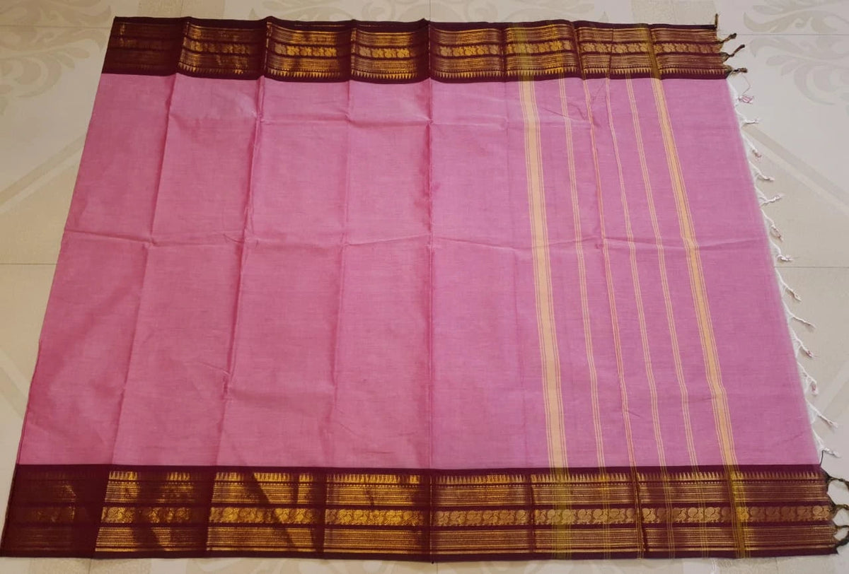 Pure Kanchi Cotton Saree - Pink