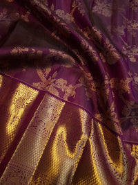 2G Pure Kanjivaram Silk Saree in Rich Purple with Gold Zari