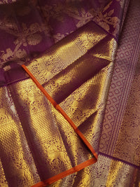 2G Pure Kanjivaram Silk Saree in Rich Purple with Gold Zari