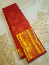 2G Pure Kanjivaram Silk Saree Traditional Red with Rich Gold Zari