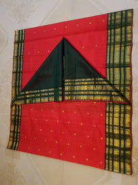 2G Pure Red & Bottle Green Korvai Kanjivaram Silk Saree