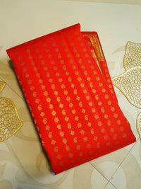 3Gram Pure Zari Bright Red Kanjivaram Silk Saree with Elegant Buttas | Silkmark Certified