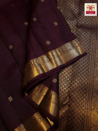 3Gram Rich Brown Pure Kanjivaram Silk Saree with Traditional Gold Zari | Silkmark Certified