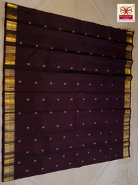 3Gram Rich Brown Pure Kanjivaram Silk Saree with Traditional Gold Zari | Silkmark Certified