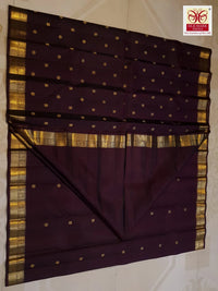 3Gram Rich Brown Pure Kanjivaram Silk Saree with Traditional Gold Zari | Silkmark Certified