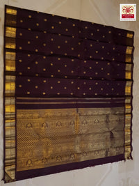 3Gram Rich Brown Pure Kanjivaram Silk Saree with Traditional Gold Zari | Silkmark Certified
