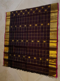 2G  Pure Kanjivaram Silk Saree in Brown Color | Silkmark Certified