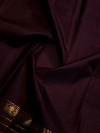 2G Pure Zari Kanjivaram Silk Saree in Deep Maroon with Rich Gold Zari Peacock Border & Traditional Zari Stripes | Silkmark Certified