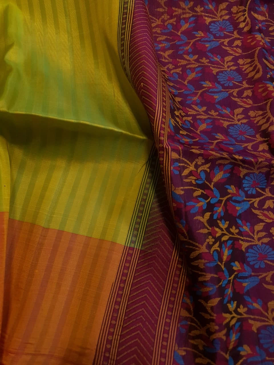 Elegant Kanchi Soft Silk Saree with Plain Border & Exclusive Floral Pallu | Silkmark Certified - Green