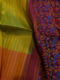 Elegant Kanchi Soft Silk Saree with Plain Border & Exclusive Floral Pallu | Silkmark Certified - Green