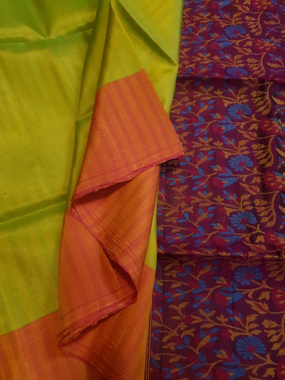 Elegant Kanchi Soft Silk Saree with Plain Border & Exclusive Floral Pallu | Silkmark Certified - Green