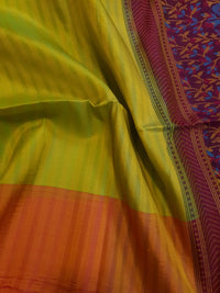 Elegant Kanchi Soft Silk Saree with Plain Border & Exclusive Floral Pallu | Silkmark Certified - Green