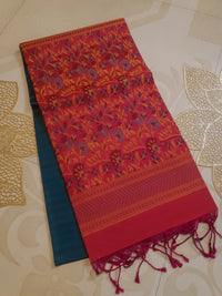 Elegant Kanchi Soft Silk Saree with Plain Border & Exclusive Floral Pallu | Silkmark Certified - Dark Green