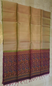 Elegant Kanchi Soft Silk Saree with Plain Border & Exclusive Floral Pallu | Silkmark Certified - Elachi Green