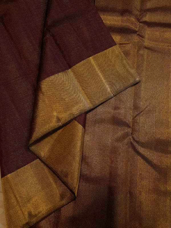 2G Kanjivaram Silk Saree in Deep Maroon with Rich Gold Zari Border & Traditional Gold Zari Pallu | Silkmark Certified