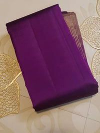2G Kanjivaram Silk Saree in Deep Purple with Gold Zari Striped Border | Silkmark Certified
