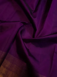 2G Kanjivaram Silk Saree in Deep Purple with Gold Zari Striped Border | Silkmark Certified