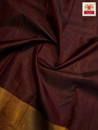 2G Pure Kanjivaram Silk Saree in Deep Maroon with Classic Gold Zari Border | Silkmark Certified