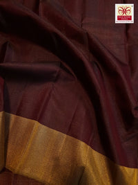 2G Pure Kanjivaram Silk Saree in Deep Maroon with Classic Gold Zari Border | Silkmark Certified