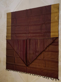 2G Pure Kanjivaram Silk Saree in Deep Maroon with Classic Gold Zari Border | Silkmark Certified