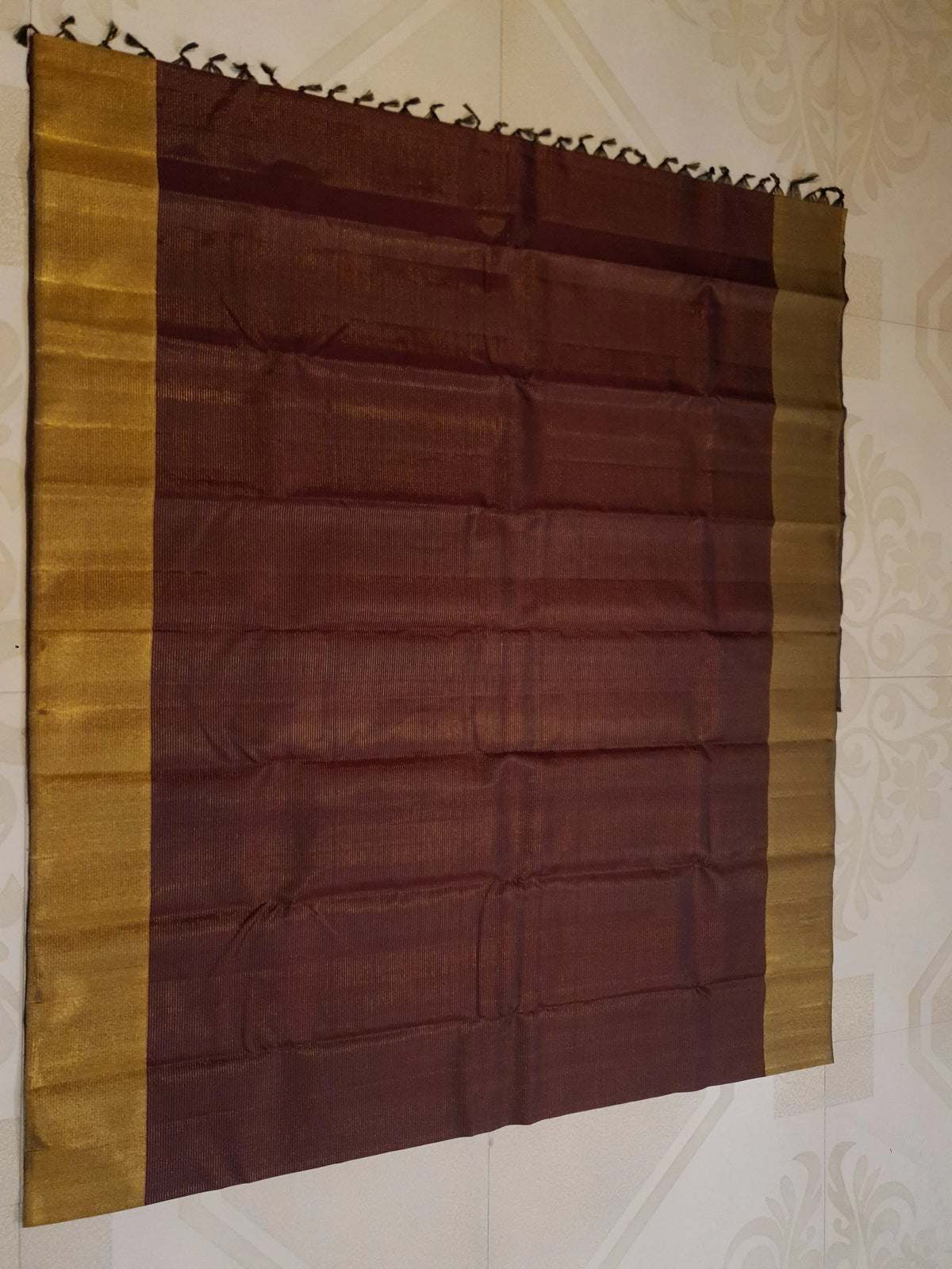 2G Pure Kanjivaram Silk Saree in Deep Maroon with Classic Gold Zari Border | Silkmark Certified