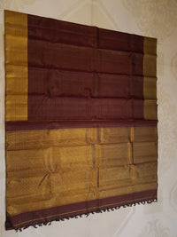 2G Pure Kanjivaram Silk Saree in Deep Maroon with Classic Gold Zari Border | Silkmark Certified