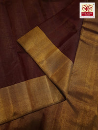 2G Pure Kanjivaram Silk Saree in Deep Maroon with Classic Gold Zari Border | Silkmark Certified