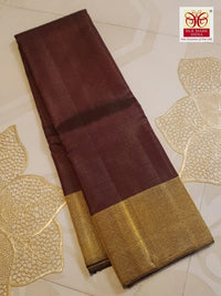 2G Pure Kanjivaram Silk Saree in Deep Maroon with Classic Gold Zari Border | Silkmark Certified