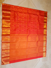 2G Pure Kanjivaram Silk Saree in Chilli Red with All-Over Floral Zari Jaal & Rich Gold Zari Border | Silkmark Certified