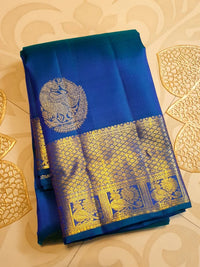 2Gram Pure Kanjivaram Silk Saree - Blue | Silkmark Certified