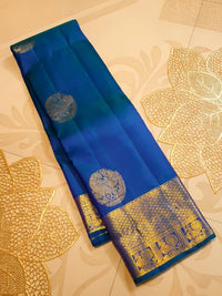 2Gram Pure Kanjivaram Silk Saree - Blue | Silkmark Certified