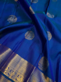 2Gram Pure Kanjivaram Silk Saree - Blue | Silkmark Certified