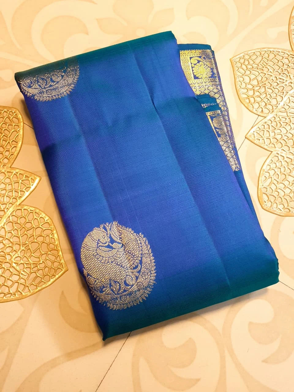 2Gram Pure Kanjivaram Silk Saree - Blue | Silkmark Certified