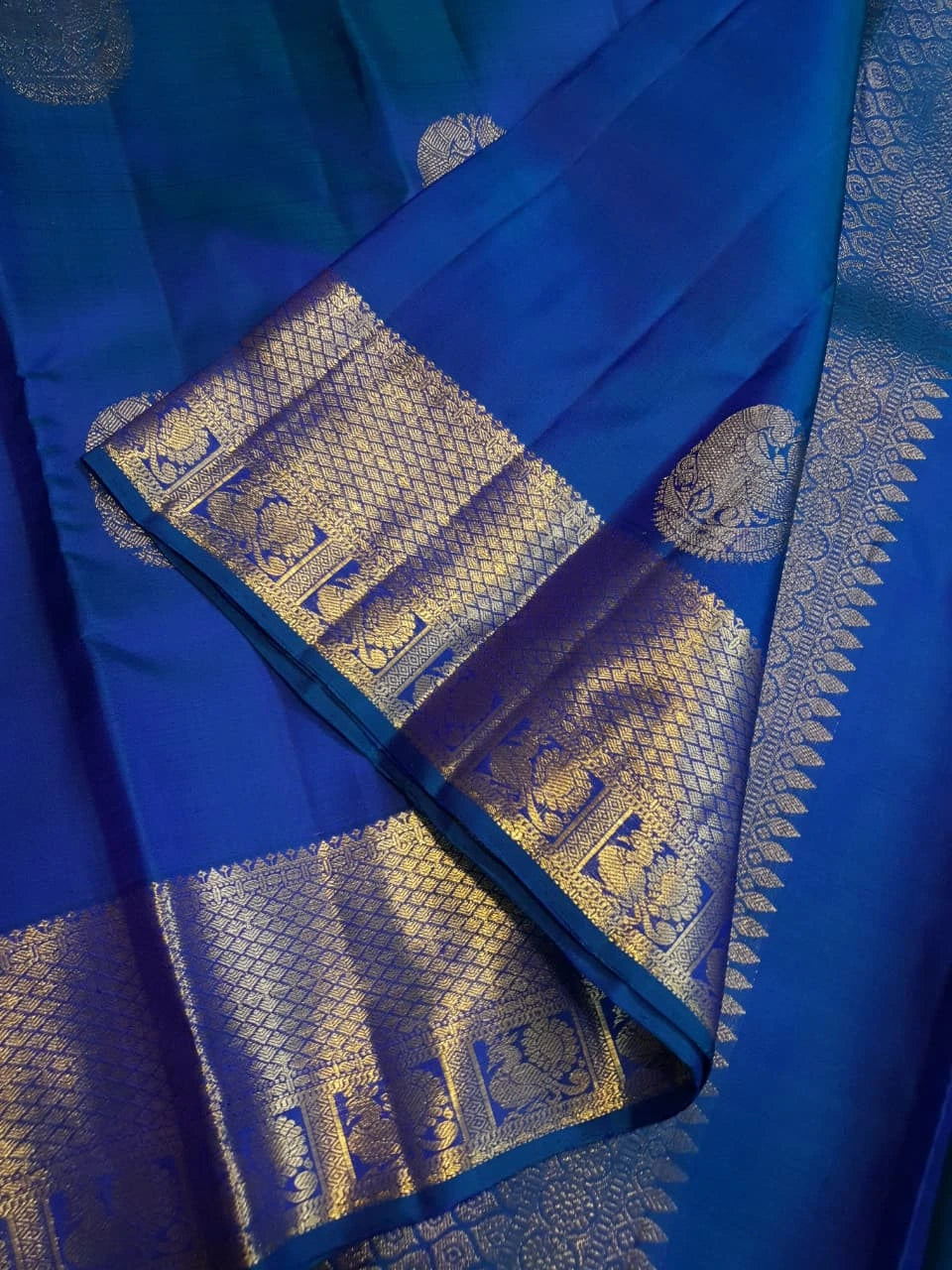2Gram Pure Kanjivaram Silk Saree - Blue | Silkmark Certified