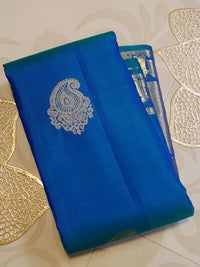 2Gram Pure Kanjivaram Silk Saree - Blue  | Silkmark Certified