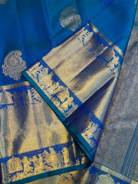 2Gram Pure Kanjivaram Silk Saree - Blue  | Silkmark Certified