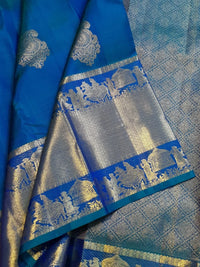 2Gram Pure Kanjivaram Silk Saree - Blue  | Silkmark Certified