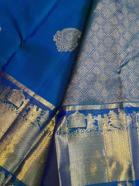2Gram Pure Kanjivaram Silk Saree - Blue  | Silkmark Certified