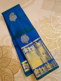 2Gram Pure Kanjivaram Silk Saree - Blue  | Silkmark Certified