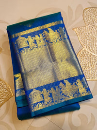 2Gram Pure Kanjivaram Silk Saree - Blue  | Silkmark Certified