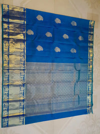 2Gram Pure Kanjivaram Silk Saree - Blue  | Silkmark Certified